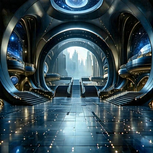 Tech Etching: (futuristic:1.31) Innovation Hub With Image, There