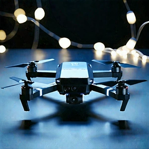 Tech Charcoal Drawing: Drone With Glowing Screen With Small Drone