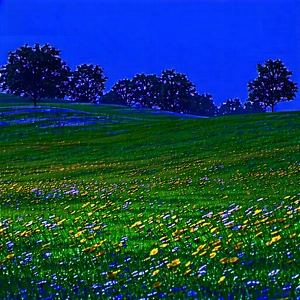 Nature Blender Artwork: Meadow During Blue Hour With Blue-toned Photograph
