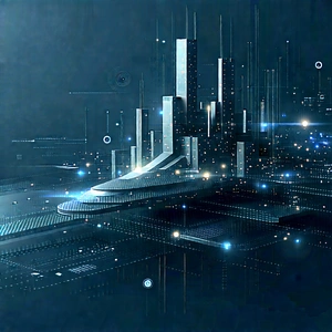 Big Data Visualization With Futuristic Cityscape,