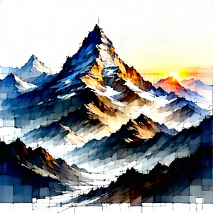 Nature Pencil Sketch: Mountain Range During Sunset With Painting Mountain