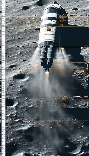 A Space Shuttle, Specifically The Space Shuttle Endeavor, Flying Over A Moon-like Surface