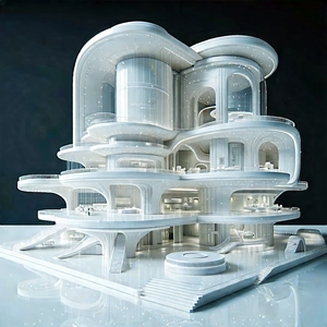 Tech Blender Artwork: (futuristic:1.46) Innovation Hub With Large, Futuristic