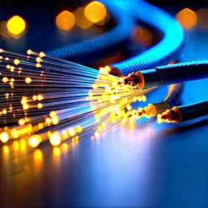 Close-up Of Fiber Optic Cables With Close-up Blue