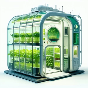A Large, Futuristic Greenhouse Filled With Various Plants