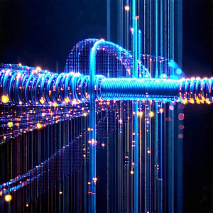 Close-up of fiber optic cables