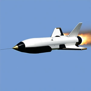 A White Jet Is Flying Through The Sky, Leaving A Trail Of Smoke Behind It