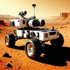 A Large, White, Four-wheeled Vehicle With A Futuristic Appearance