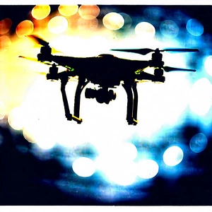 Drone With Digital Artwork With Drone Flying