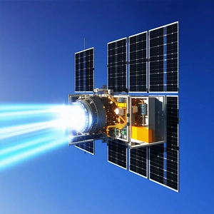 A Spacecraft With A Solar Panel On Its Side, Floating In The Vastness Of Space