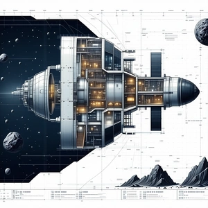 detailed drawing spacecraft