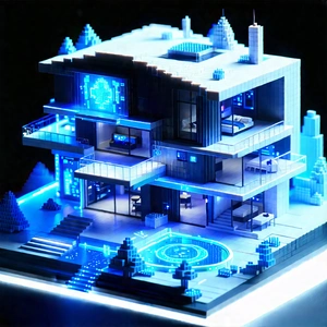 (futuristic:1.48) Smart Home With Model House,