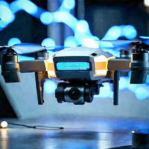 Drone With Glowing Screen With Small Drone
