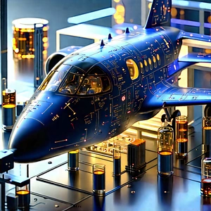 Aerospace Technology In Modern Laboratory With Blue Fighter