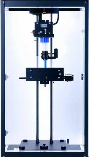 A Black And Blue Machine With A Blue Tube Inside