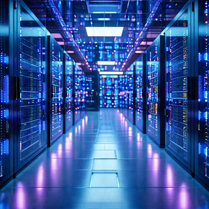 Tech Tilt-shift Photography: Futuristic Server Room With Long, Narrow