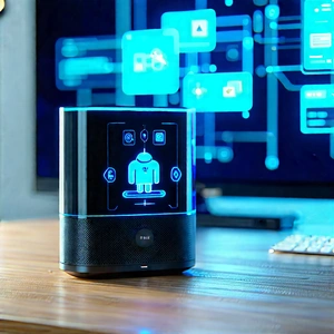 Smart Home Device With User Interface With Small, Blue,