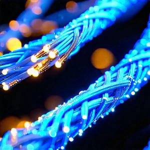 Close-up Of Fiber Optic Cables With Close-up Blue