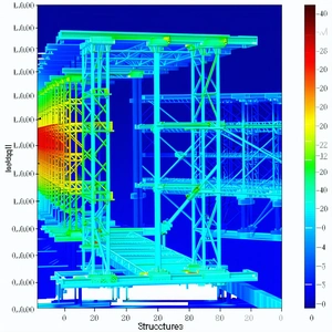 The Image Is A 3d Model Of A Large Structure, Possibly A Bridge Or A Building