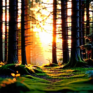 Nature Professional Photography: Forest Scene During Golden Hour With Image, There
