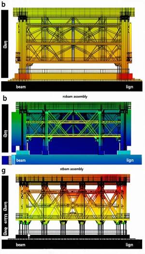A Large Structure, Possibly A Bridge Or A Building, With A Yellow Beam Running Through The Center