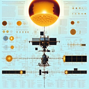 The Image Is A Poster That Features A Space Station With A Large Sun In The Center