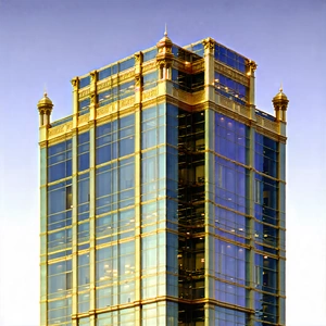 Urban Advertising Photography: Glass office tower with ornate details