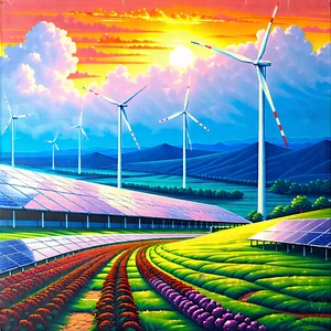Tech Pastel Drawing: Innovative Renewable Energy Design With Large Field