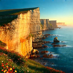 Nature Hdr Photography: Coastal Cliff During Sunrise With Beautiful Coastal