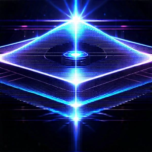 Quantum Computer With Holographic Projection With Close-up Blue