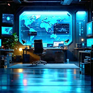 Futuristic Tech Startup Office With Image, There