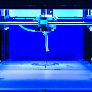 3d Printer With Blue Light Glow With Blue Printer