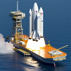 A Large Space Shuttle Docked On A Boat In The Ocean