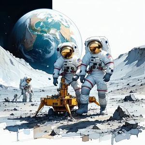 In The Image, There Are Three Astronauts Standing On The Moon