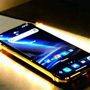 Tech Editorial Photography: Smartphone With Glowing Screen With Smartphone Displayed