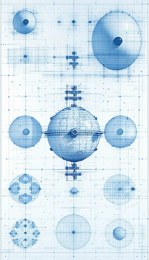 A Blue Drawing Of A Space Station Is Shown
