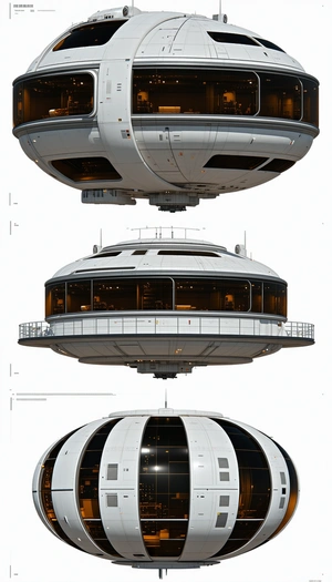 A Large White Spacecraft Is Shown In A Top View, With A Smaller Spacecraft On Top Of It
