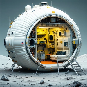 A Large White Dome-shaped Structure, Which Appears To Be A Space Station Or A Spacecraft