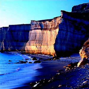 Nature Octane Render: Coastal Cliff During Blue Hour With Large Rocky