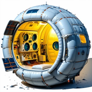 A Large White Spacecraft With A Round Shape, Resembling A Giant White Ball