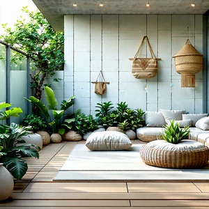 Lifestyle Blueprint Style: Balcony garden with comfortable textiles
