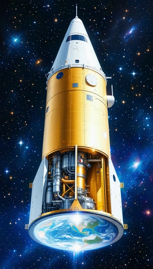 A Space Shuttle With Its Hatch Open, Revealing The Inside Of The Spacecraft