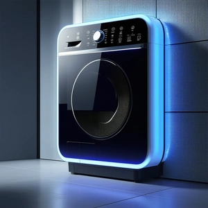 Tech Abstract Design: Innovative Smart Appliance Design With Blue White