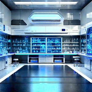 (futuristic:1.13) Research Laboratory With Image, There