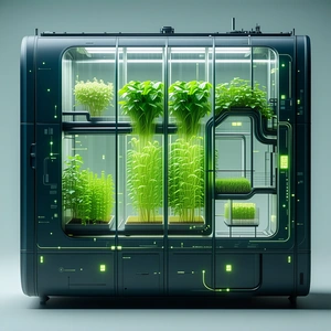 A Large, Futuristic-looking Greenhouse Filled With Various Plants