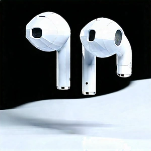 Wireless Earbuds With User Interface With White Apple