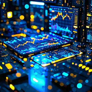 Financial Technology In (design:1.32) Studio With Computer Screen