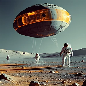 In The Image, There Are Three Astronauts Standing On The Surface Of A Rocky Planet
