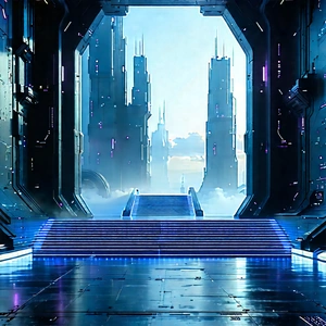 Futuristic Innovation Hub With Image, There