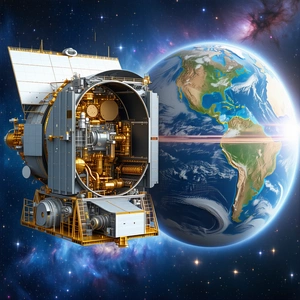 A Spacecraft, Possibly A Satellite Or A Space Station, Floating In The Vastness Of Space